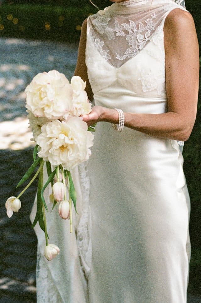 Bride holding a floral bouquet